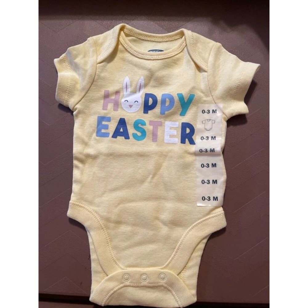 Old Navy Newborn Infant 0/3mon Happy Easter Yellow one piece outfit